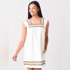 Faherty Hailee Dress White Mystic Apres Soleil Stripe Size S